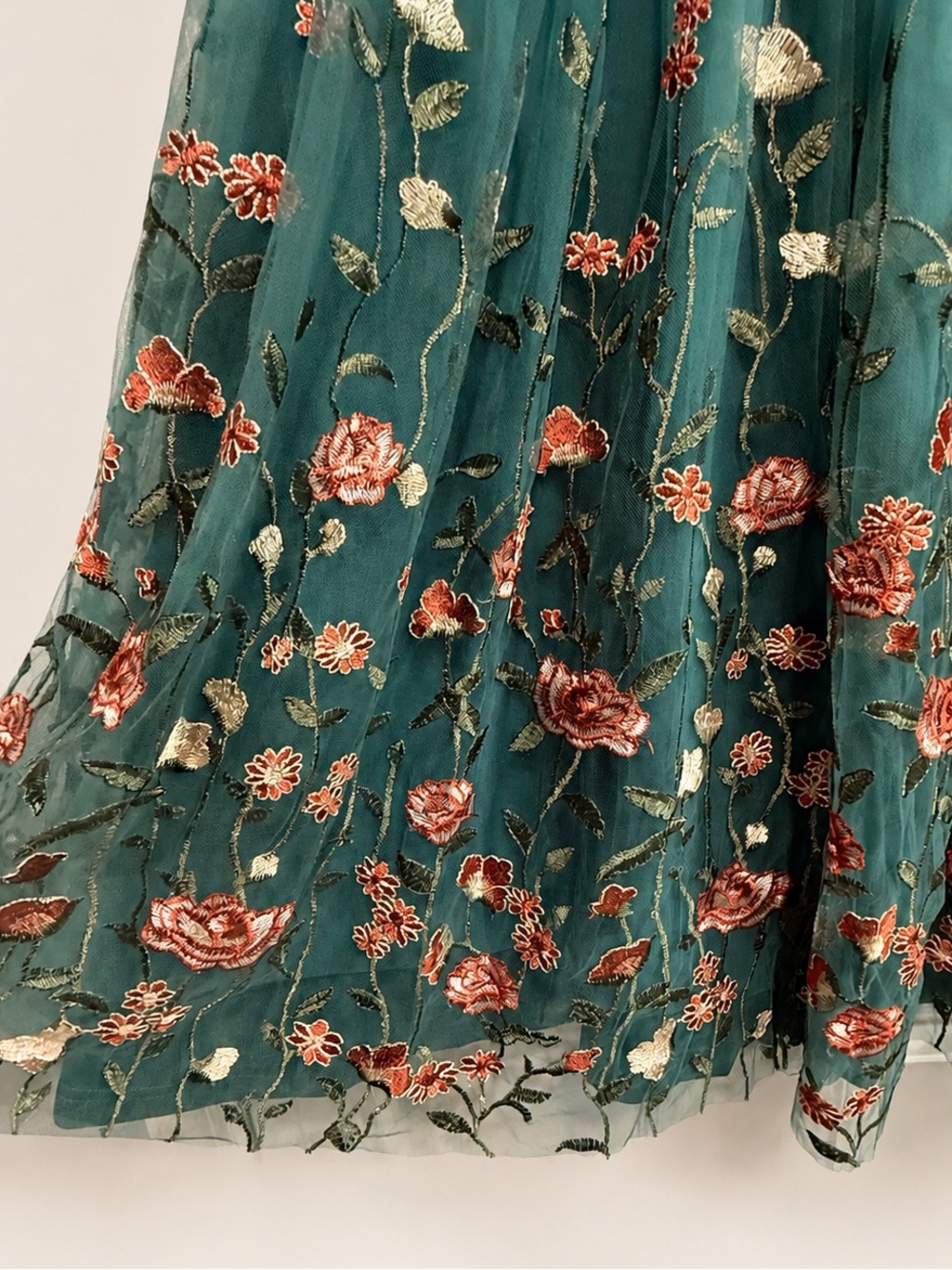 Baltic Born Teal Embroidered Floral Tulle Dress - Picture 5 of 9